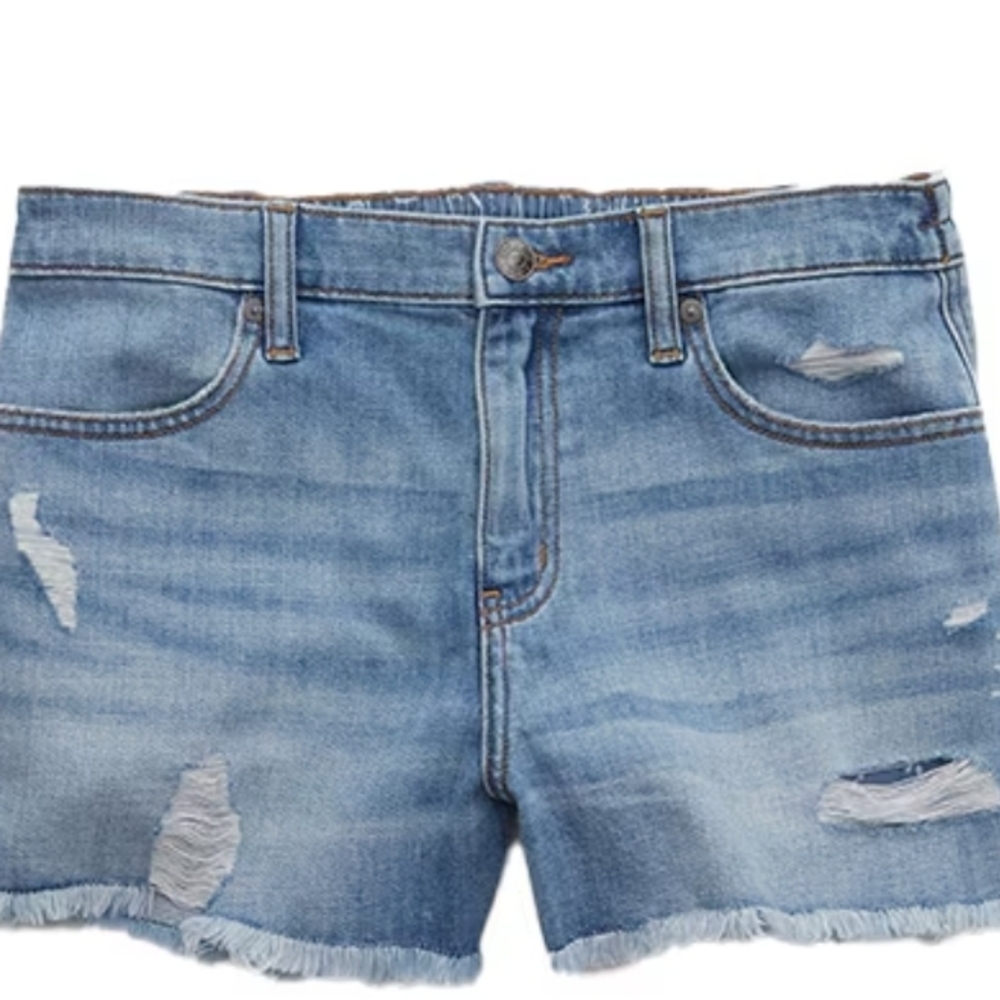 Aerie Blue Distressed Jean Shorts